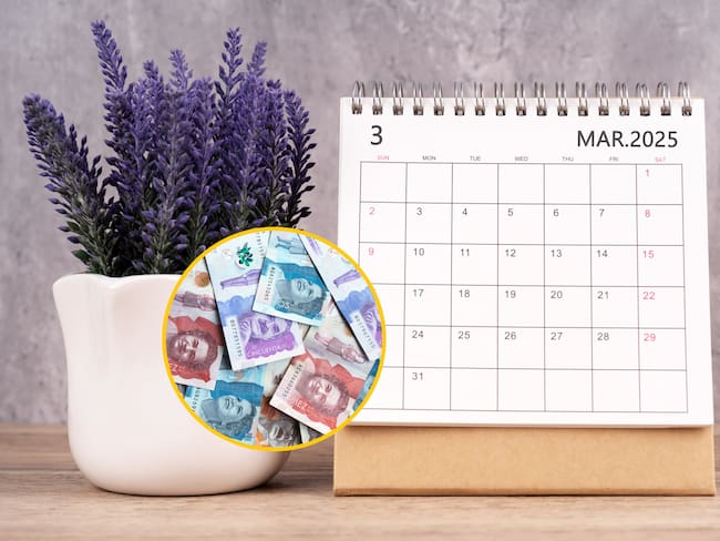 Calendario de 2025 y billetes colombianos (imágenes de stock de Getty Images)