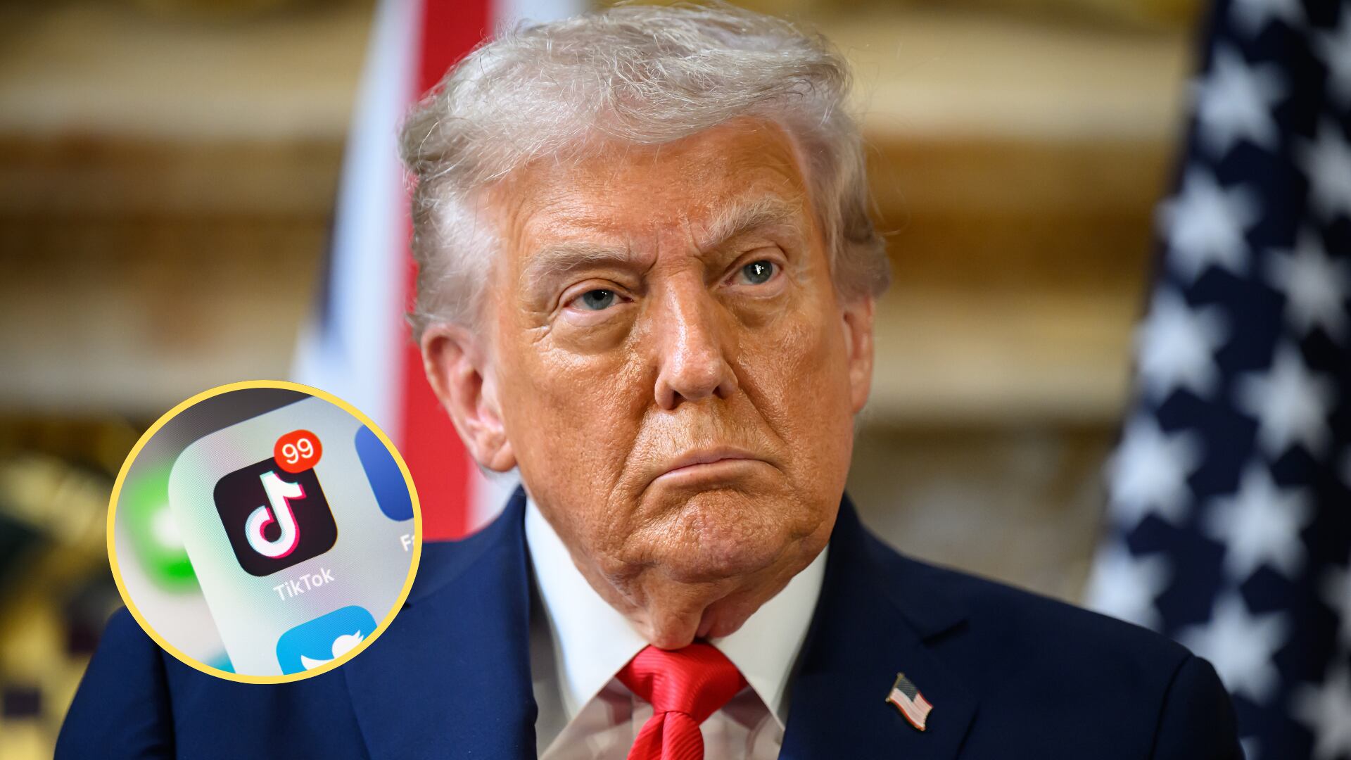 Presidente Donald Trump, logo de tiktok: Foto: Leon Neal/Getty Images/Getty Images