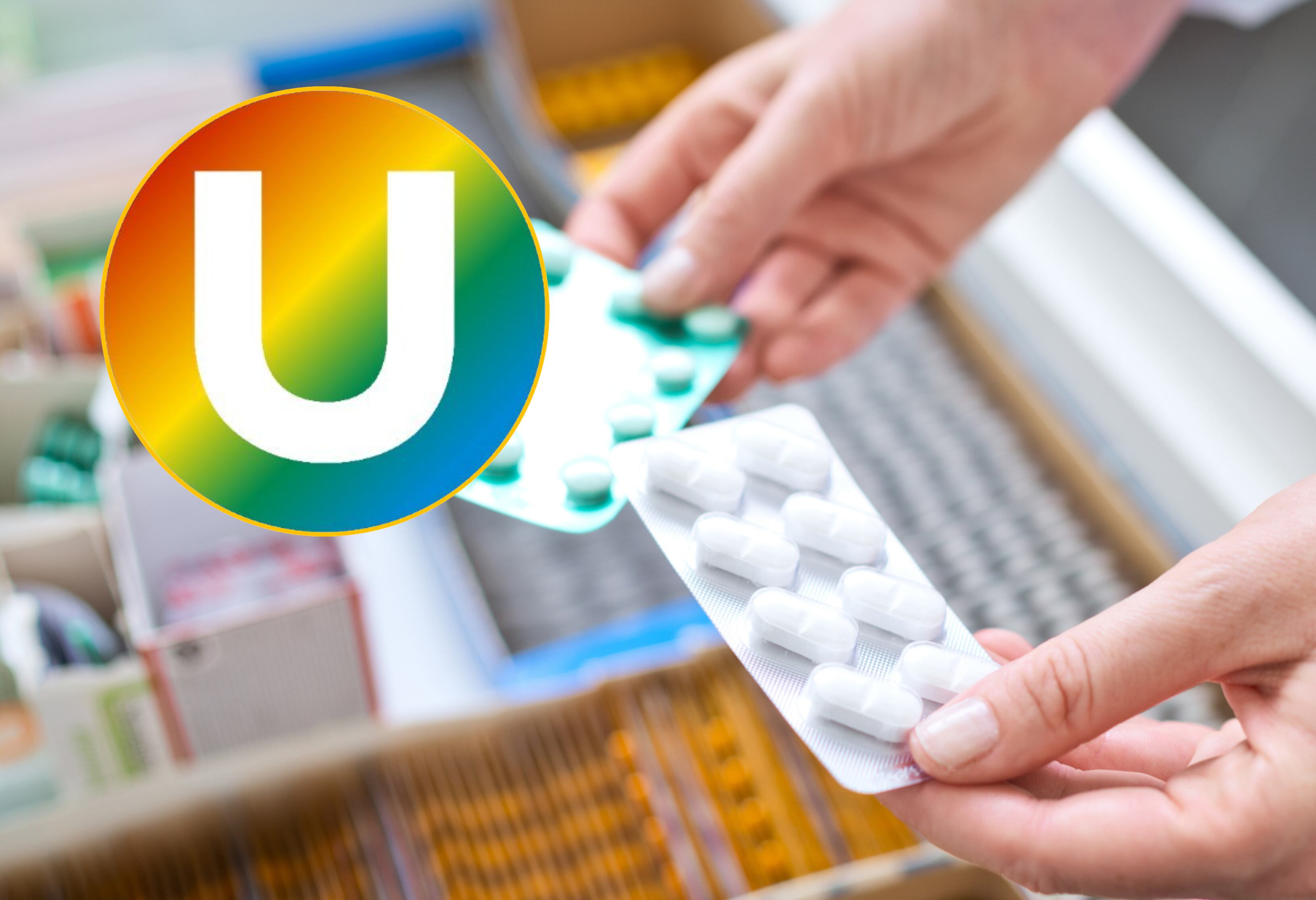 Logo del Partido de La U y medicamentos. Fotos: Partido de La U y Getty Images