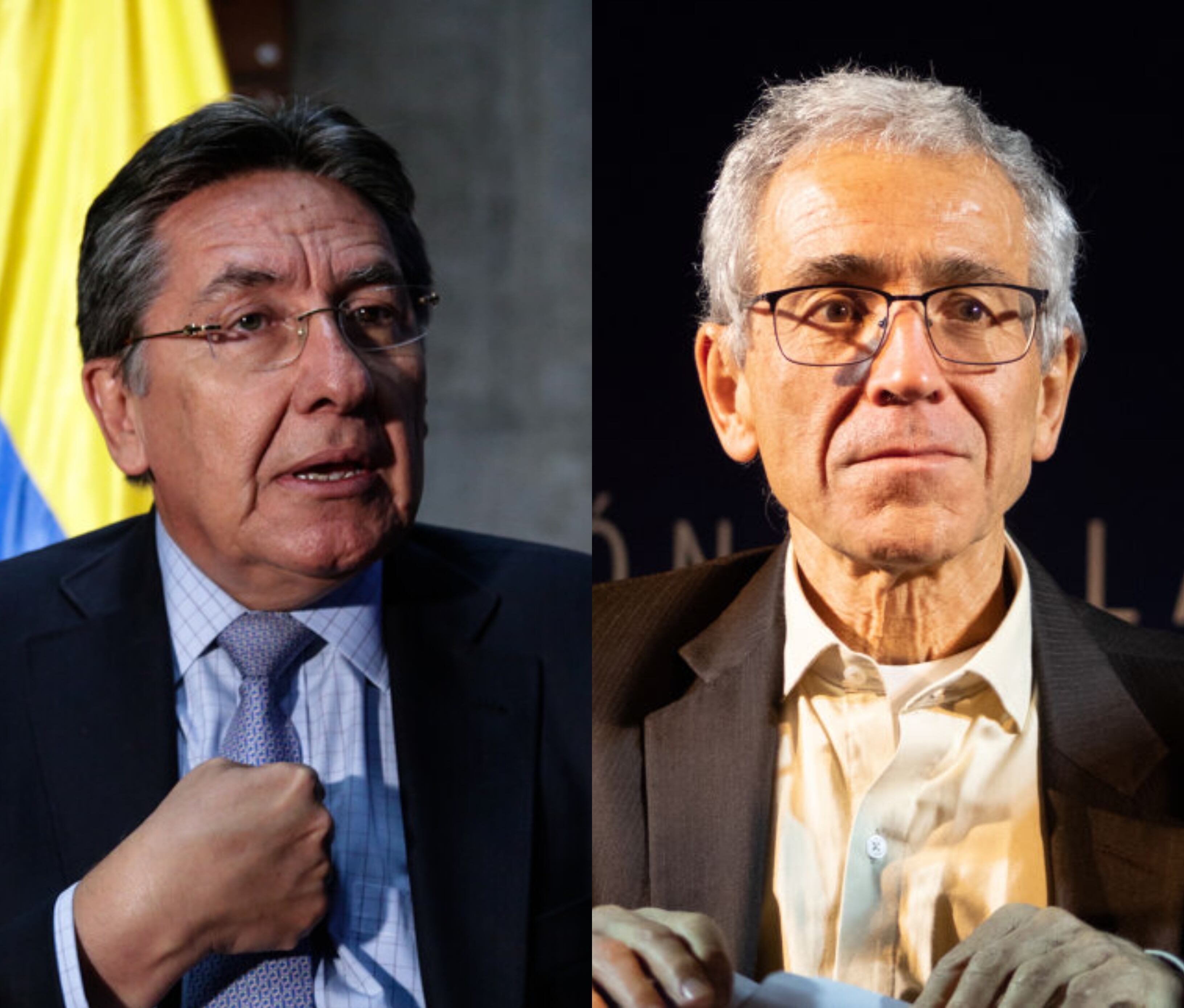 Padre Francisco de Roux y Néstor Humberto Martínez. Foto: Colprensa y Getty Images.