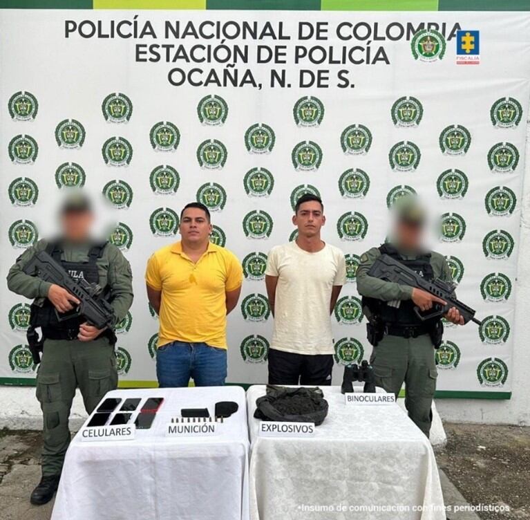 Capturados presuntos disidentes de las FARC señalados de almacenar explosivos. Foto: Fiscalía.