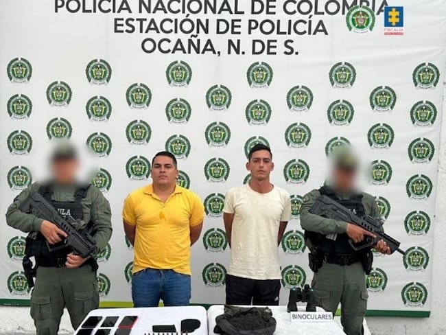 Capturados presuntos disidentes de las FARC señalados de almacenar explosivos. Foto: Fiscalía.