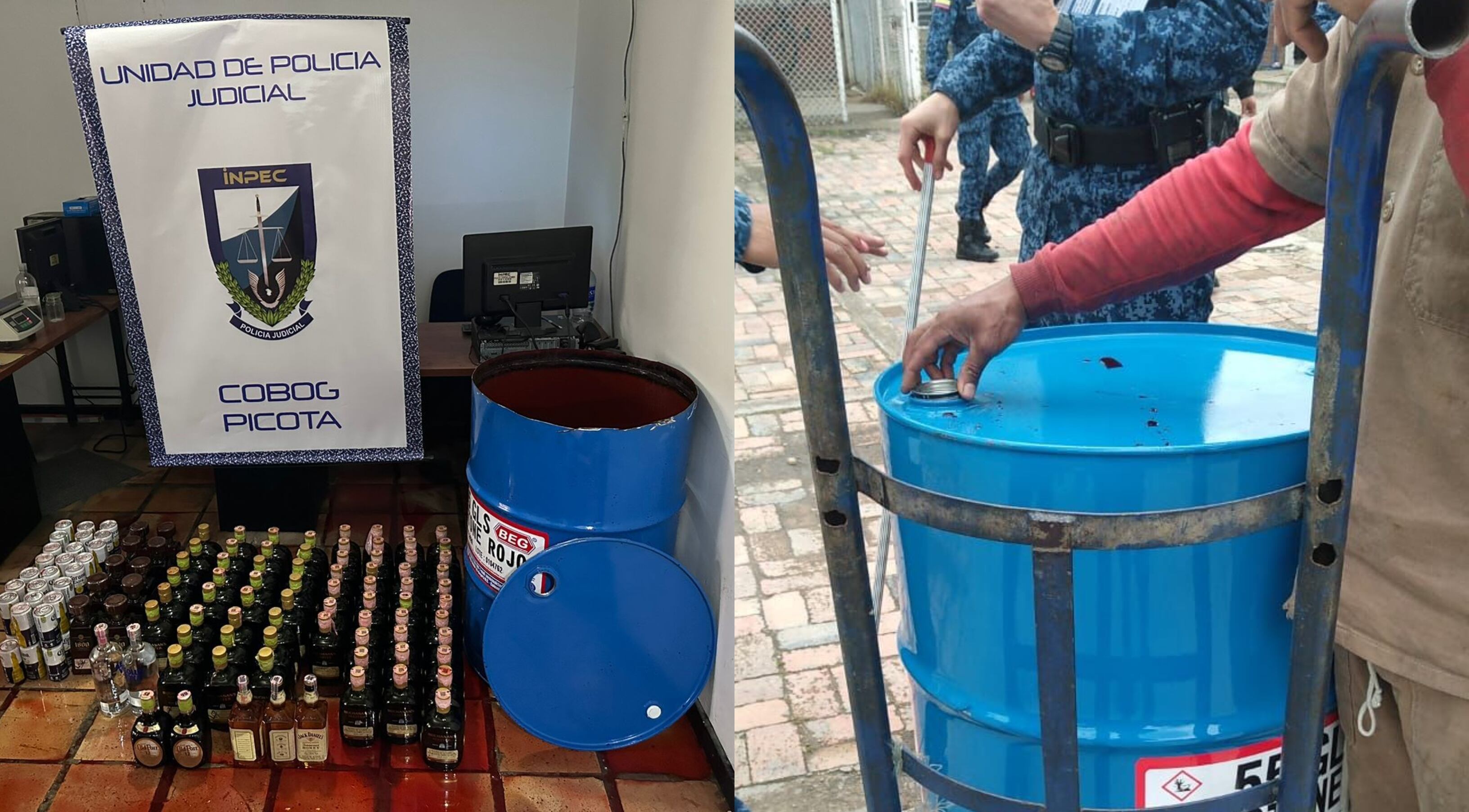 Incautan caneca de licor en La Picota. Fotos: Cortesía.