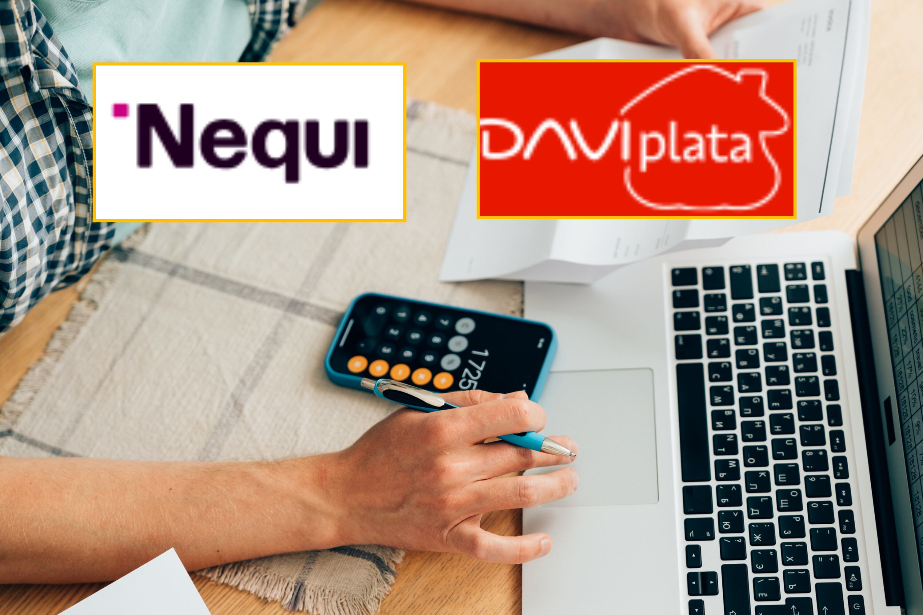 Imagen de referencia y logos de Nequi y DaviPlata. Fotos: Getty Images / Nequi / DaviPlata