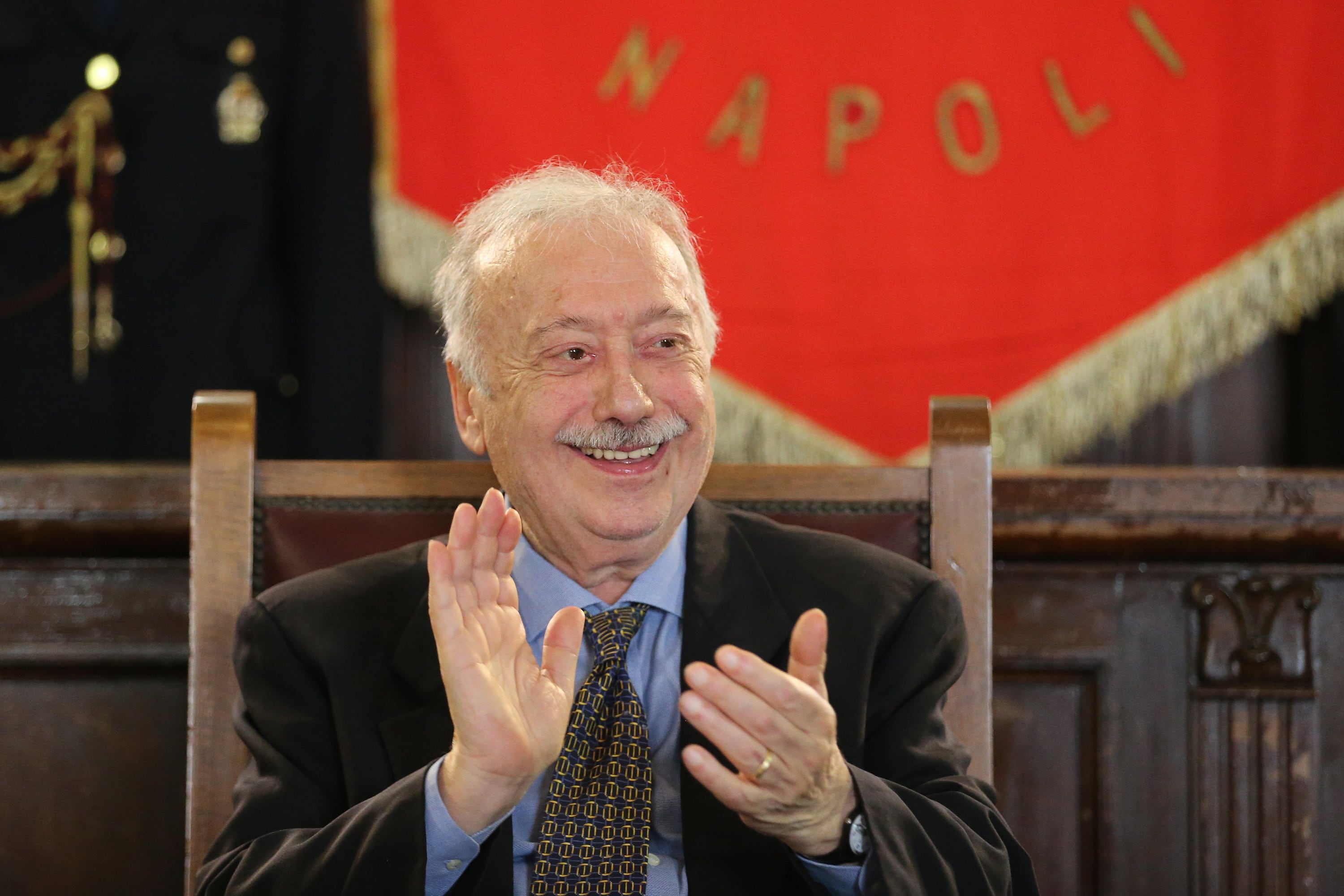 NAPOLI, ITALY - 2019/06/08: The journalist, Gianni Minà, during the ceremony for the conferment of honorary citizenship of the city of Naples. (Photo by Marco Cantile/LightRocket via Getty Images)