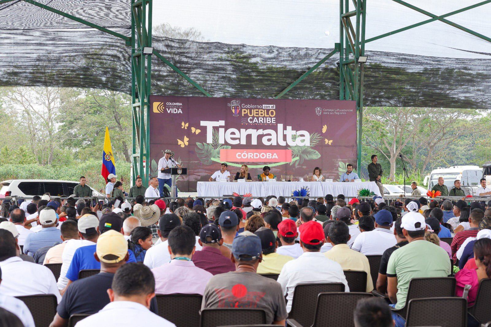 Encuentro presidido por el presidente Gustavo Petro en Tierralta, Córdoba. Foto: Presidencia.