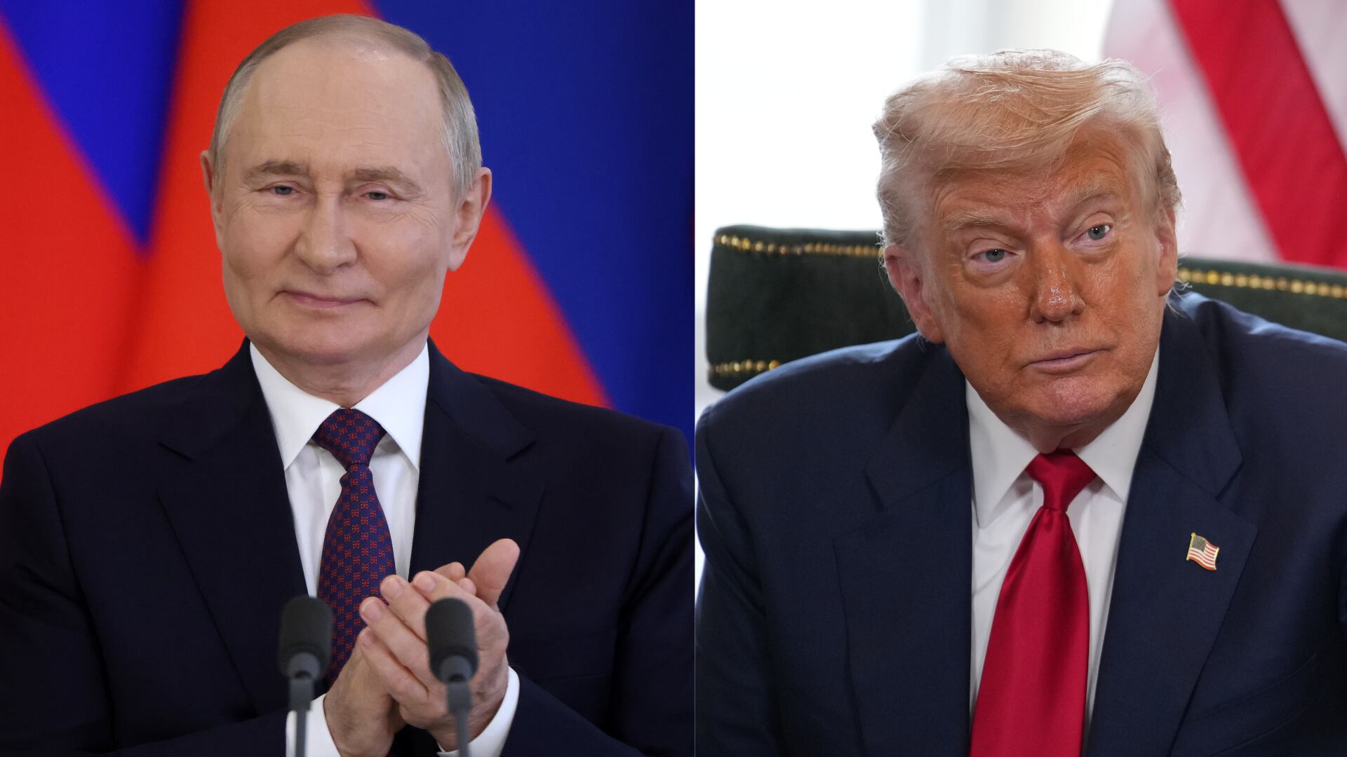 Presidente de Rusia, Vladimir Putin y presidente de Estados Unidos Donald Trump. Foto: Contributor/Getty Images/ Andrew Harnik/Getty Images