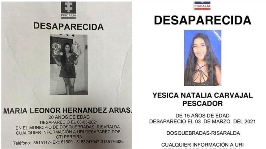 Jóvenes desaparecidas.. Foto: Fiscalía
