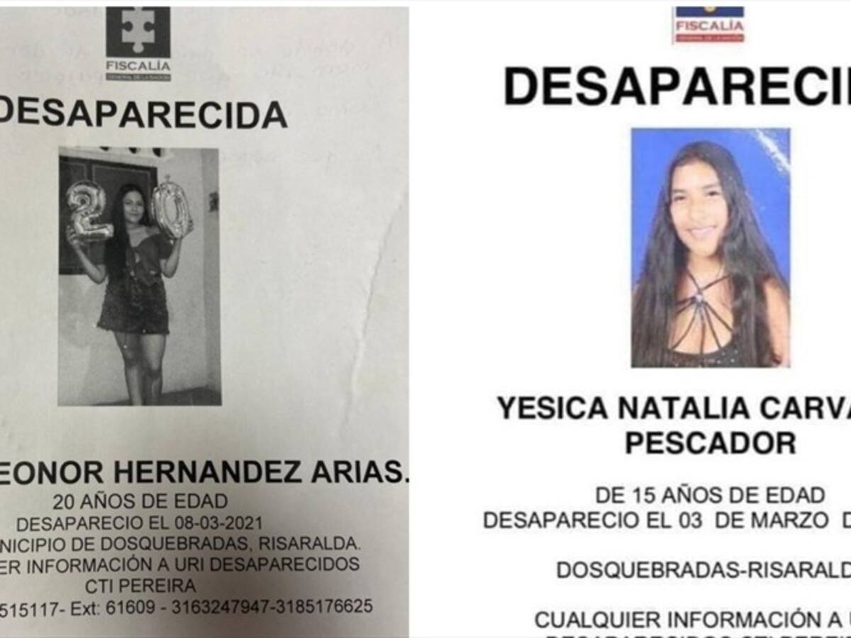 Buscan a una menor de edad y una joven desaparecidas en Dosquebradas, Risaralda