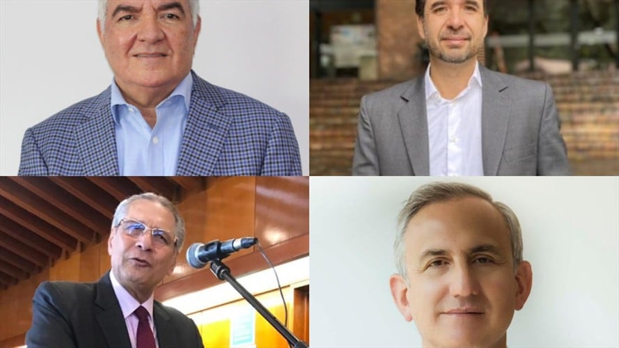 Edgardo Maya, Juan Pablo Estrada, Rafael de Lafont y Hernando Parra son los cuatro candidatos para ser el próximo rector de la Universidad Externado. Foto: Cortesía