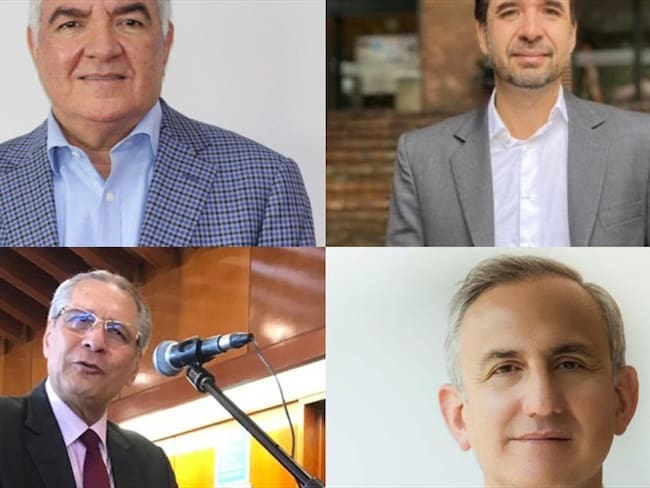 Edgardo Maya, Juan Pablo Estrada, Rafael de Lafont y Hernando Parra son los cuatro candidatos para ser el próximo rector de la Universidad Externado. Foto: Cortesía