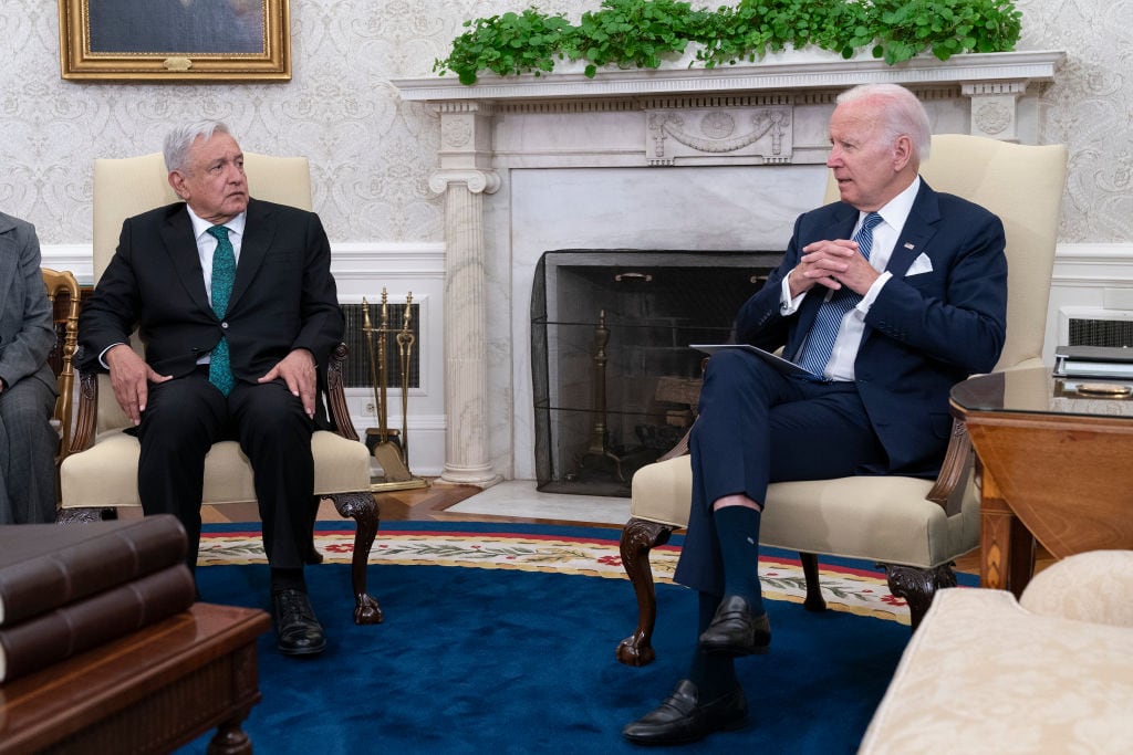 Presidente Joe Biden y Presidente Andrés Manuel López Obrador. (Photo by Chris Kelponis-Pool/Getty Images)