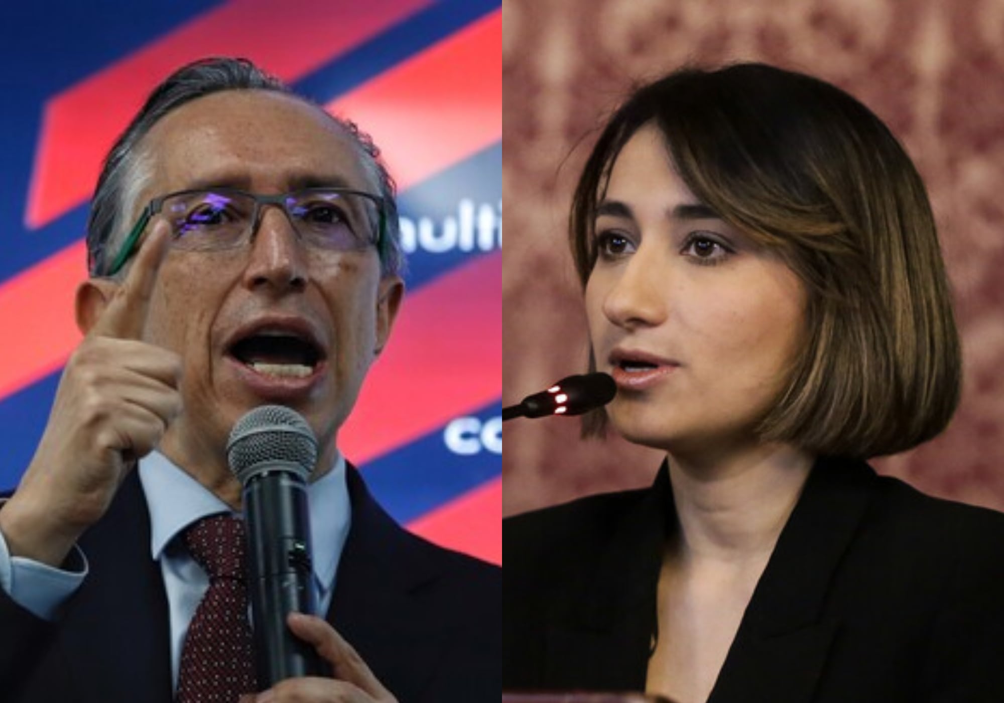 Fiscal Gabriel Jaimes y Laura Sarabia. Fotos: (Colprensa - Camila Díaz) / (Colprensa Catalina Olaya)