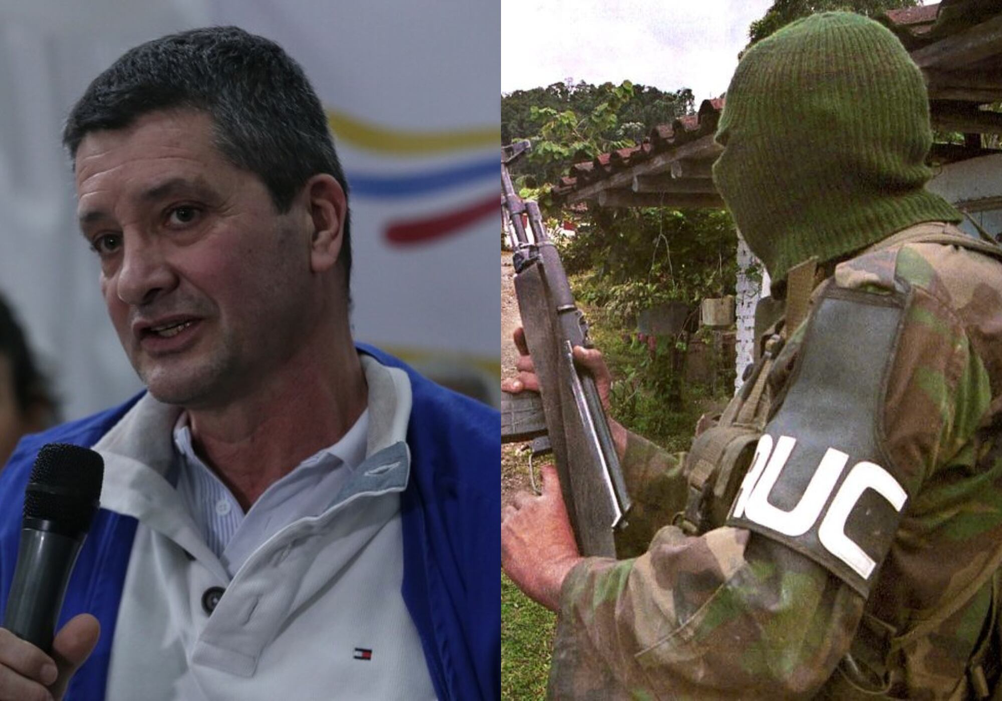 Jacinto Alberto Soto Toro, alias 'Lucas' y logo de la AUC. Foto: Colprensa y Getty Images.