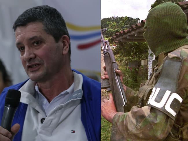 Jacinto Alberto Soto Toro, alias 'Lucas' y logo de la AUC. Foto: Colprensa y Getty Images.