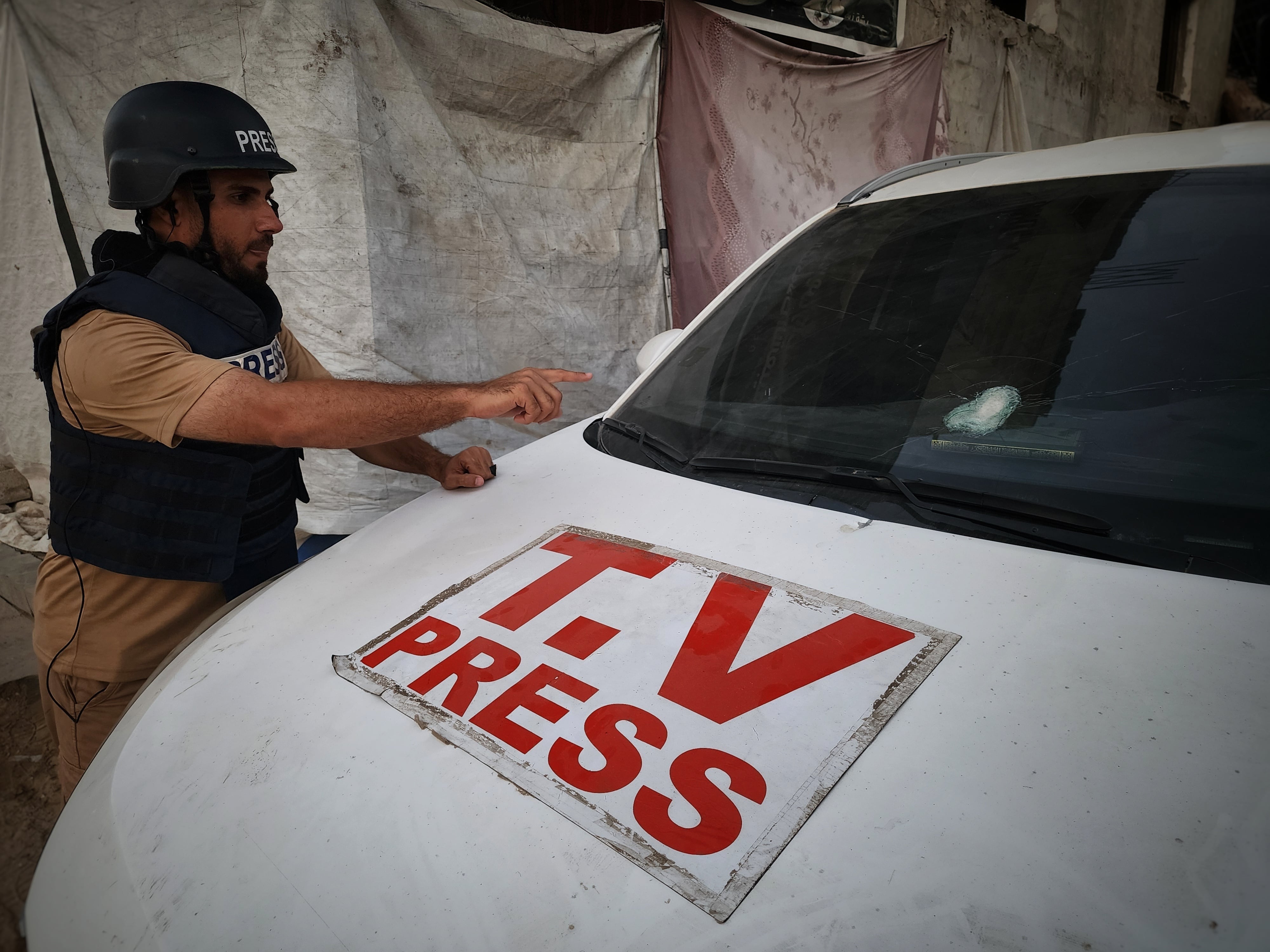Periodistas en Gaza. Foto: Hani Alshaer/Anadolu via Getty Images