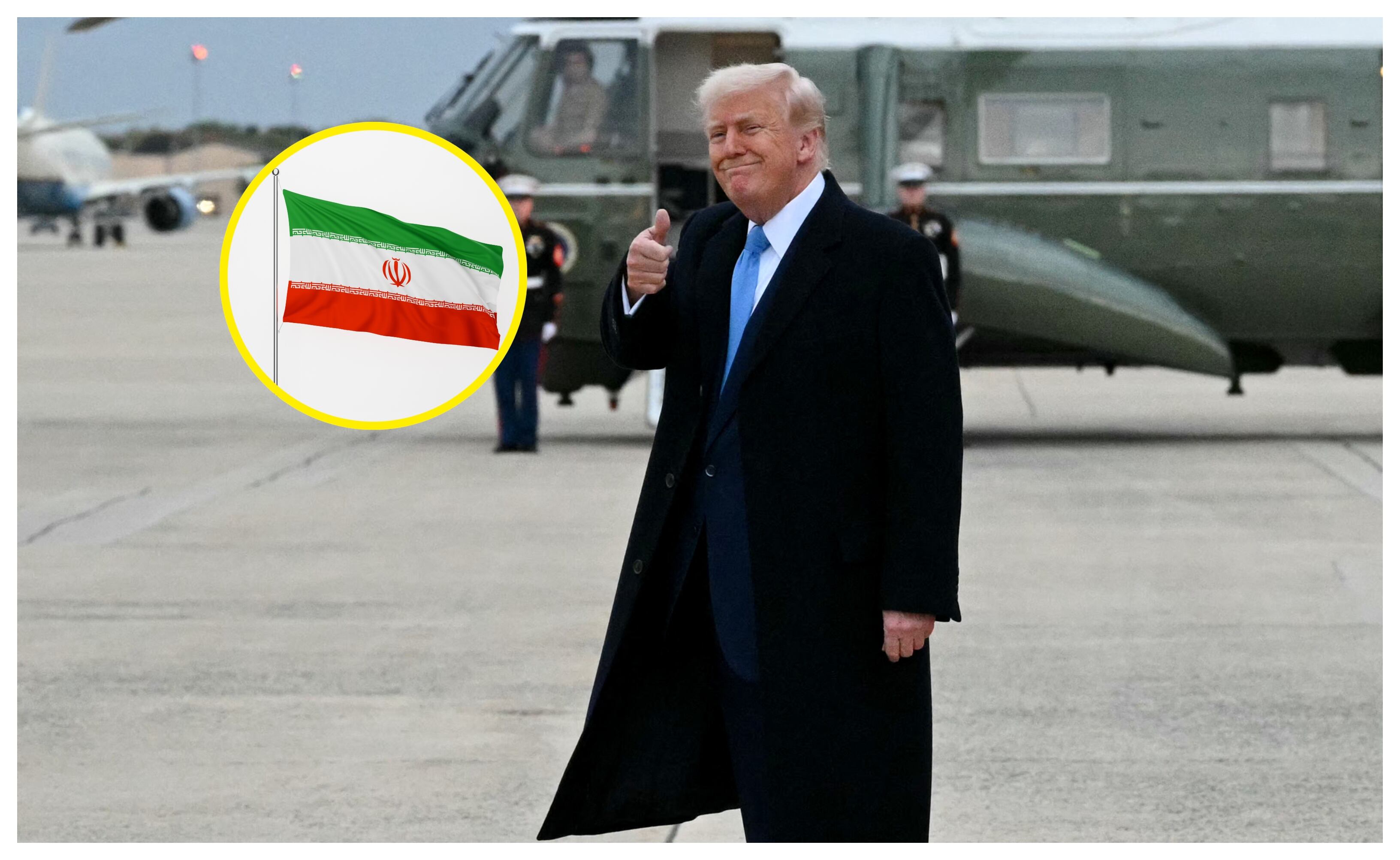Donald Trump y bandera de Irán. Foto: MANDEL NGAN/AFP via Getty Images