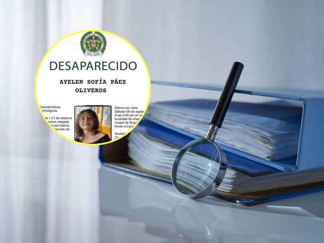 Cartel de desaparición de Ayelen Sofía Páez e imagen de referencia de investigación. Fotos: Policía / Getty Images