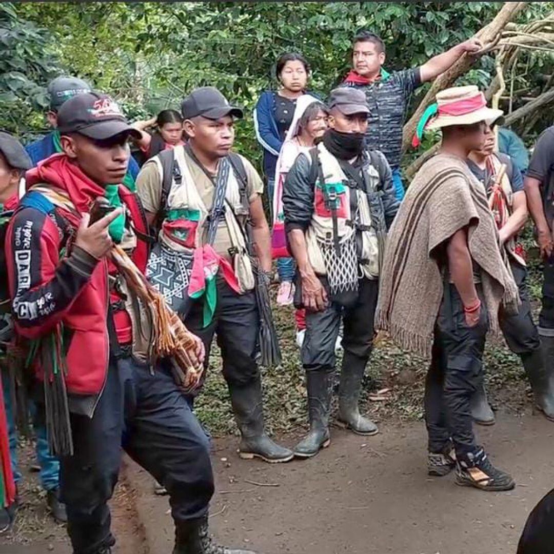 Las comunidades se encuentran en asamblea permanente en el resguardo Las Delicias de Buenos Aires, Cauca. Crédito: Cric.