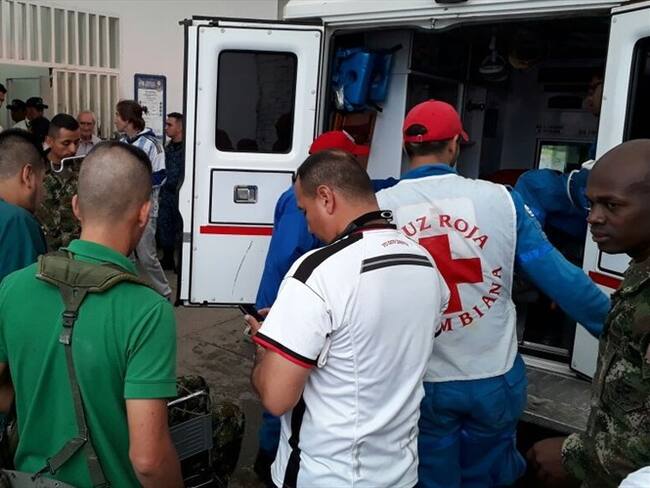 Imagen del incidente donde resultaron heridos los soldados. Foto: Gobernación del Cauca.