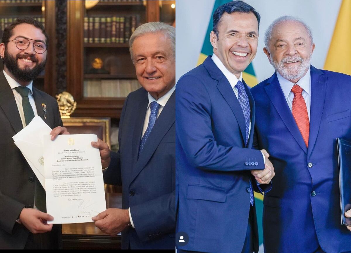 Embajadores de Colombia en México y Brasil con los respectivos presidentes | Fotos tomadas de: @MoisesAlvaro_ y @riveraguillermo