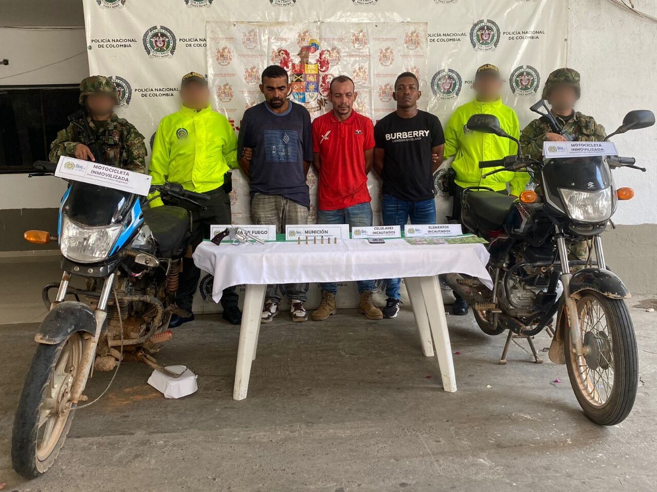 Tres de los capturados por las autoridades/ Policía del Magdalena