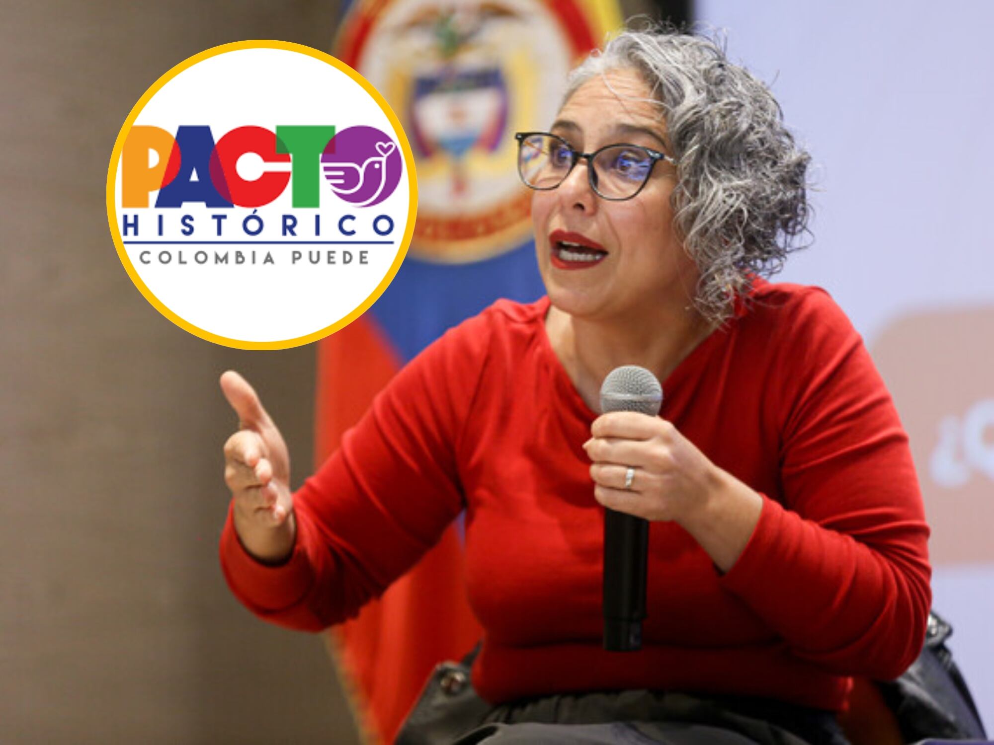 María José Pizarro y logo del Pacto Histórico. Foto: Colprensa y página del Pacto Histórico. 