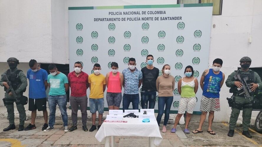 Capturados a diez presuntos integrantes de "Los Pelusos" en Norte de Santander. Foto: Cortesía