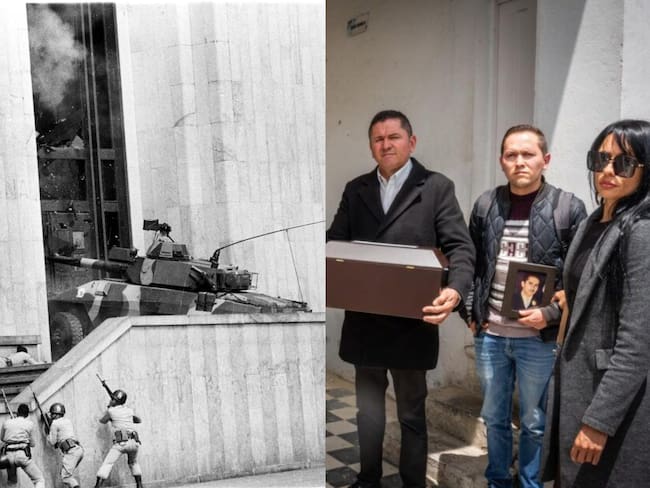 Unidad de Búsqueda entrega cuerpo de otro desaparecido en el holocausto del Palacio. Fotos: Colprensa y UBPD.