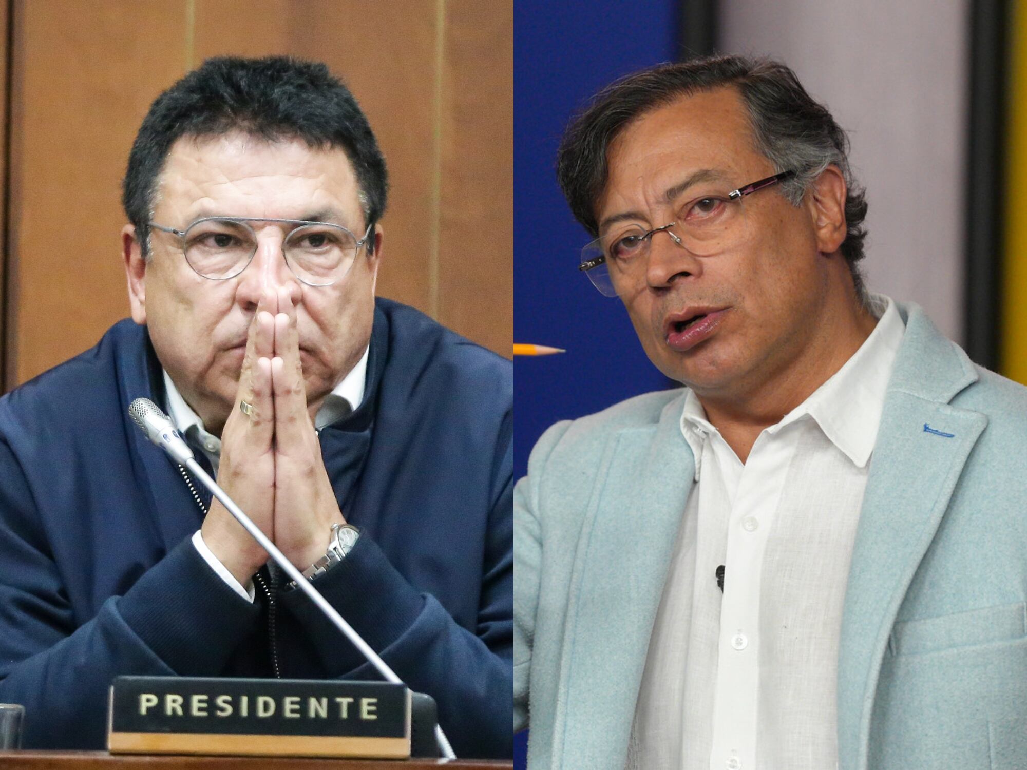 Miguel Ángel Pinto y Gustavo Petro. Fotos: Colprensa.