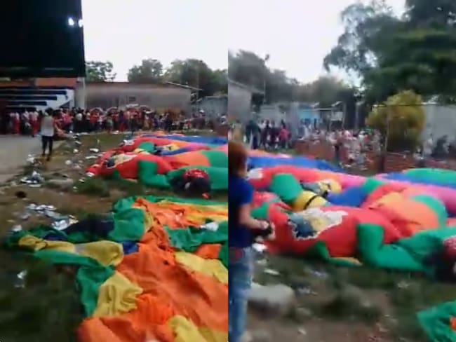 El tiroteo se presentó en el polideportivo del municipio de El Tarra, Norte de Santander, en medio de la celebración del Día del Niño, que había sido organizada para este jueves en esta población del Catatumbo. / FOTO: captura de video.