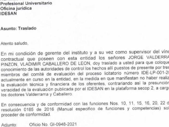 Carta suplantación / Idesan