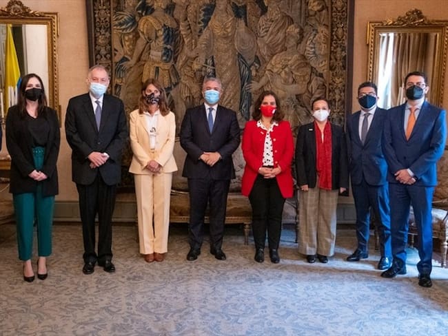 El presidente Iván Duque se reunió con los representantes de la Comisión Interamericana de Derechos Humanos en la Cancillería. Foto: Presidencia de la República