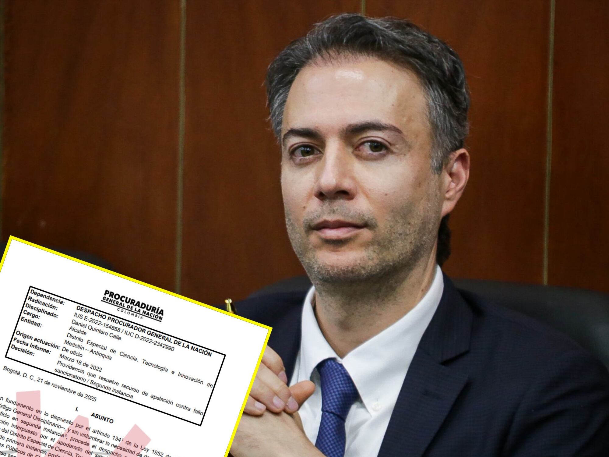 Fallo Procuraduría y Daniel Quintero. Fotos: Captura / Colprensa