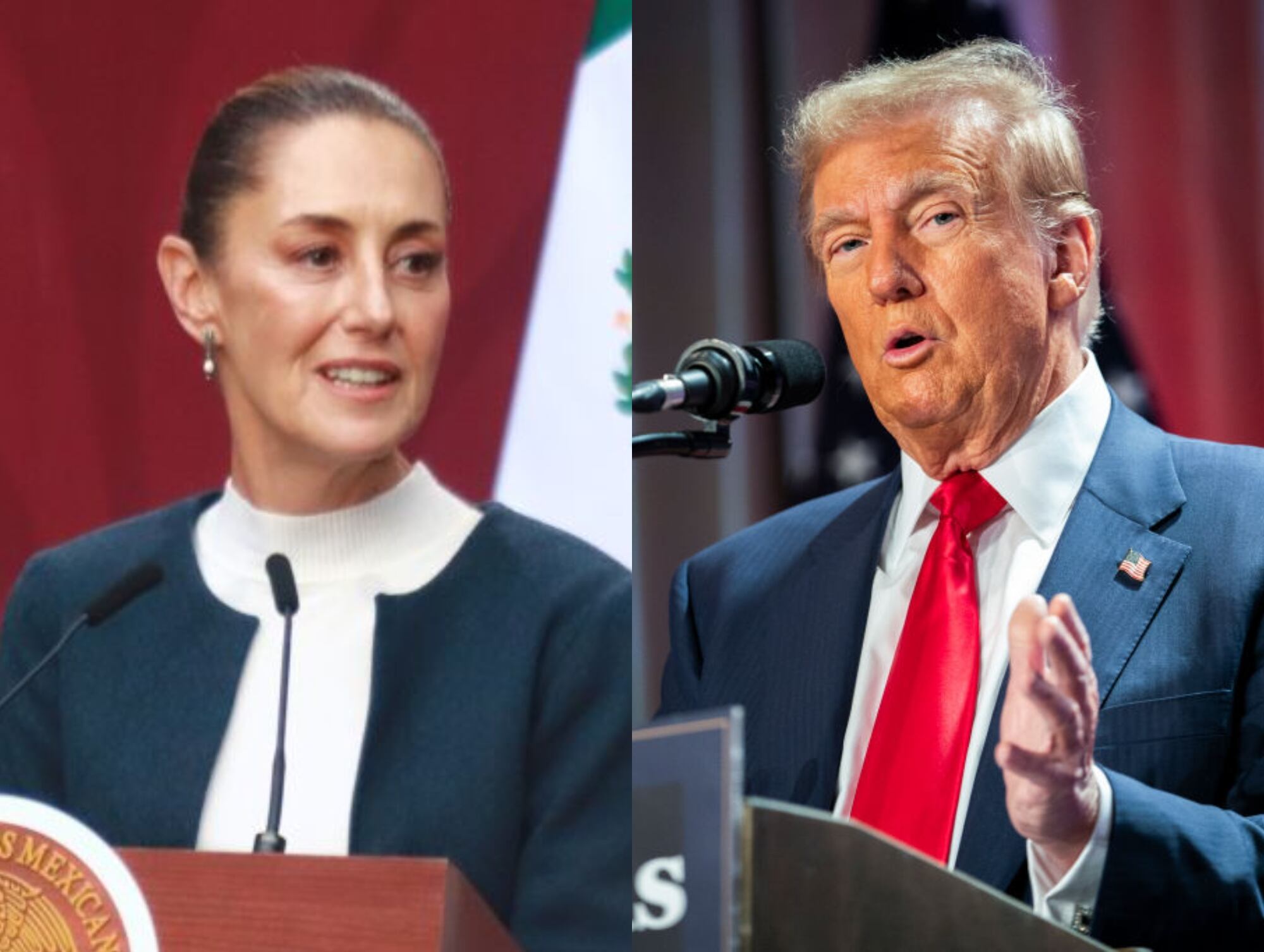 Claudia Sheinbaum. I Foto:  Carlos Santiago/ Pixelnews/Future Publishing via Getty Images. Donald Trump. I Foto: Allison Robbert-Pool/Getty Images.