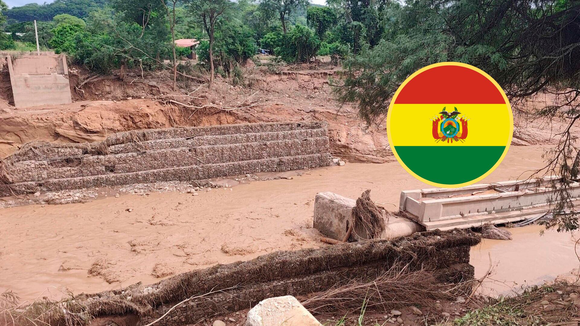 Zona afectada por el desbordamiento de un río en El Torno (Bolivia). FOTO: EFE/ Juan Carlos Torrejón