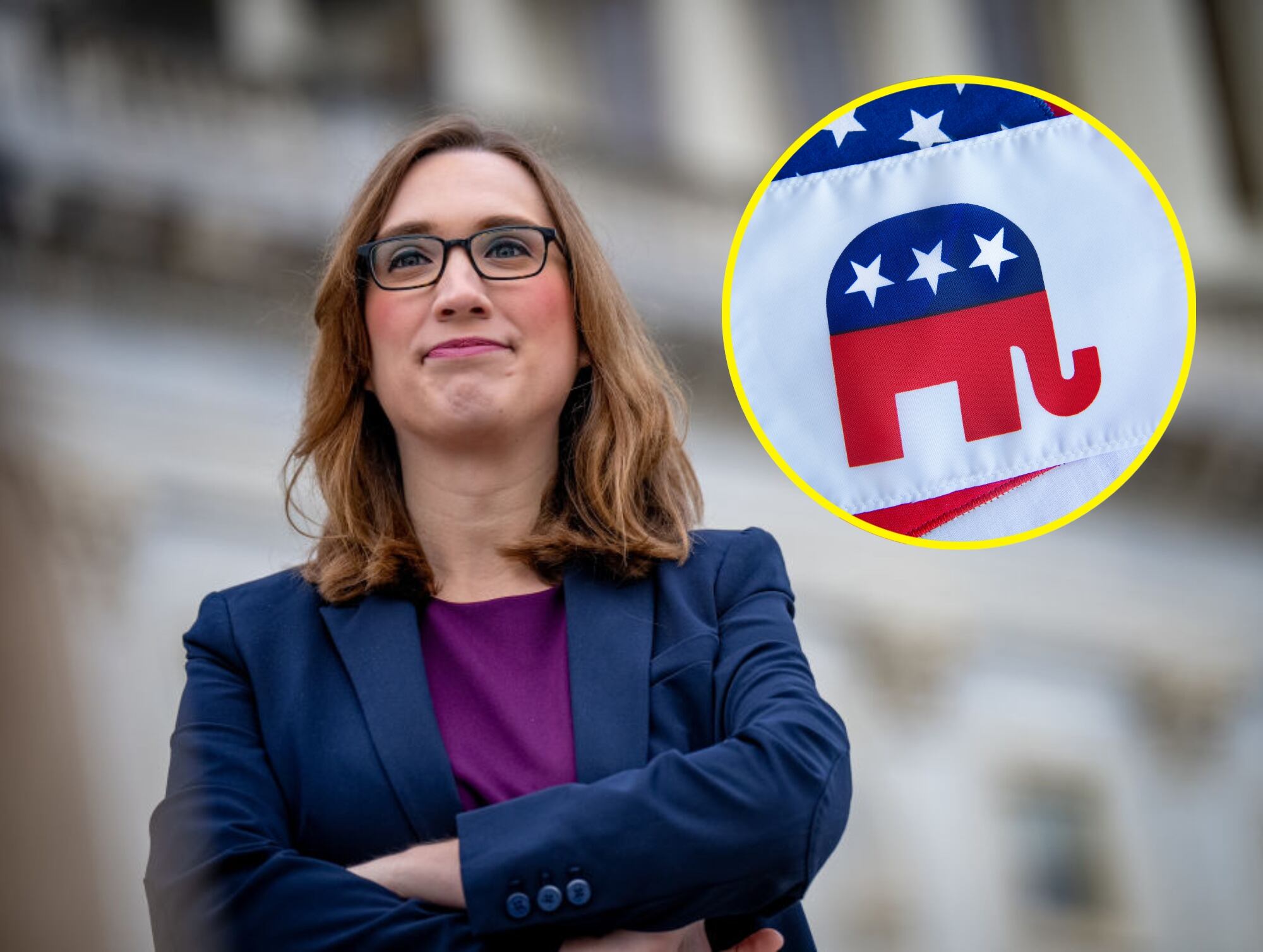 Sarah McBride. I Foto: Andrew Harnik/Getty Images. Logo de Republicanos. I Foto: Getty Images.