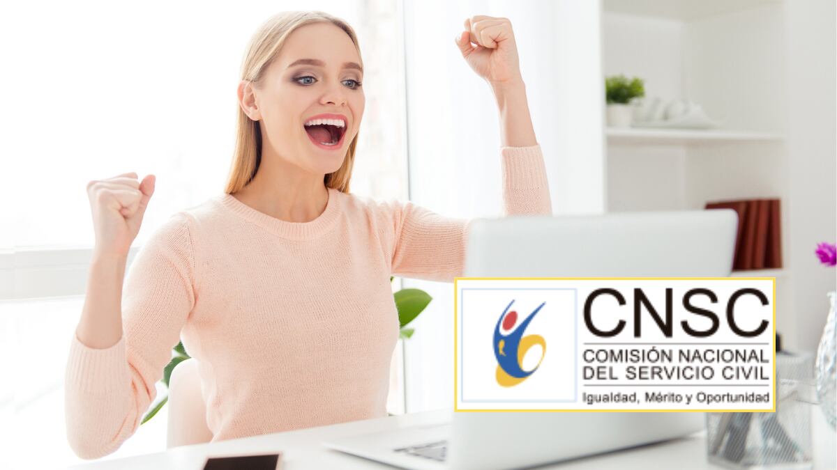 Mujer feliz celebrando un logro / Logo CNSC (Getty Images)