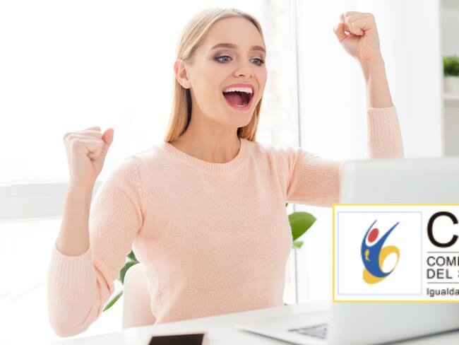 Mujer feliz celebrando un logro / Logo CNSC (Getty Images)