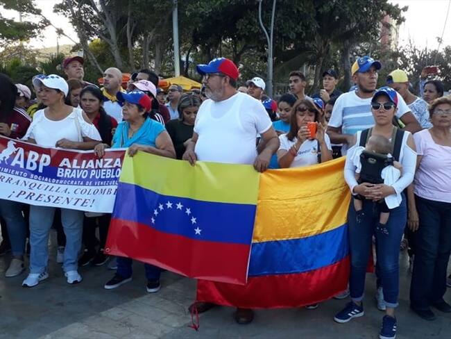 En Barranquilla, venezolanos apoyan a Juan Guaidó como presidente interino de ese país. Foto: La W