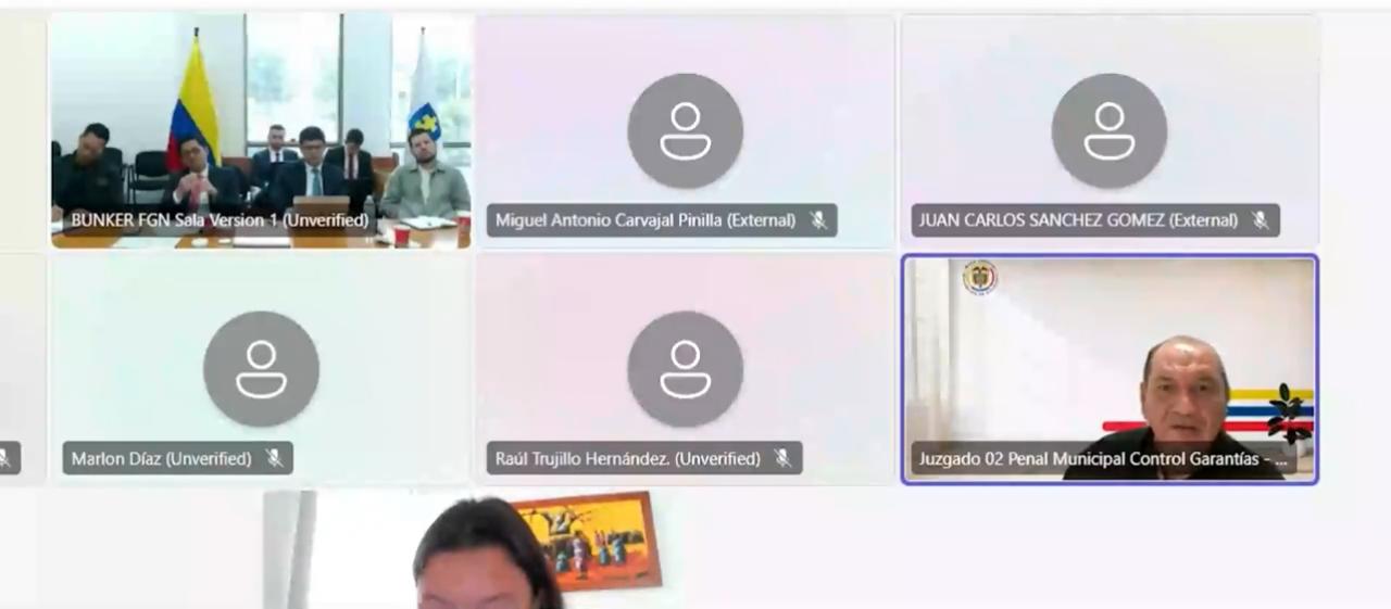 Pantallazo audiencia de legalización de captura e imputación de cargos