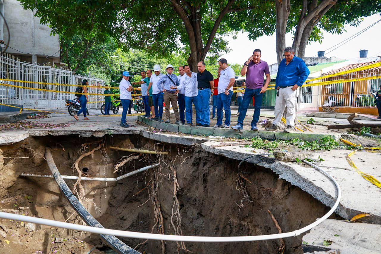 Emergencia en el barrio Villas de Alejandría en Santa Marta por hundimiento del pavimento/ Alcaldía de Santa Marta 