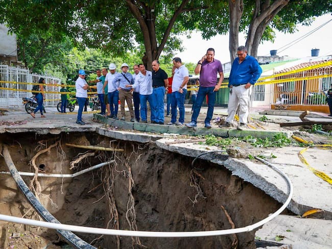 Emergencia en el barrio Villas de Alejandría en Santa Marta por hundimiento del pavimento/ Alcaldía de Santa Marta