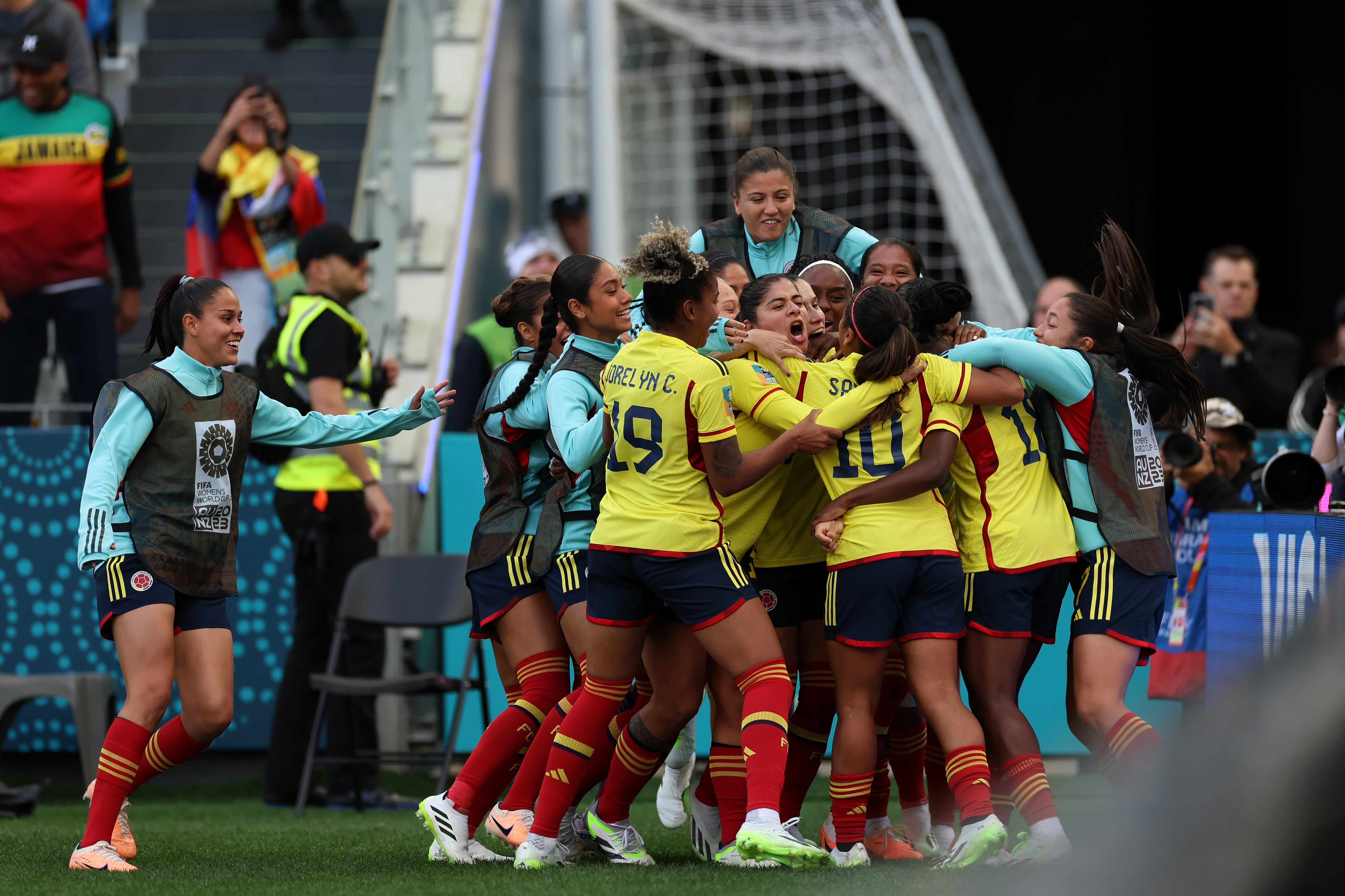La Selección Colombia celebra en el Mundial Femenino. (Photo by Cameron Spencer/Getty Images)