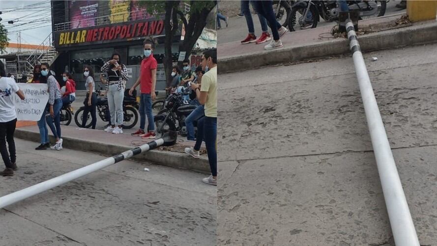 Investigan a sujetos que vandalizaron una cámara de fotomulta en Santa Marta. Foto: Cortesía