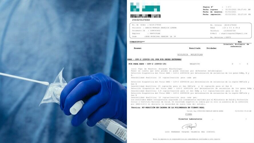 Las pruebas PCR falsificadas vienen con distintos logos de reconocidos laboratorios como Idime o Medimás. Foto: Getty Images / Paula Bolívar - W Radio