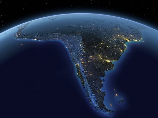 A detailed view of the earth from space with night lights