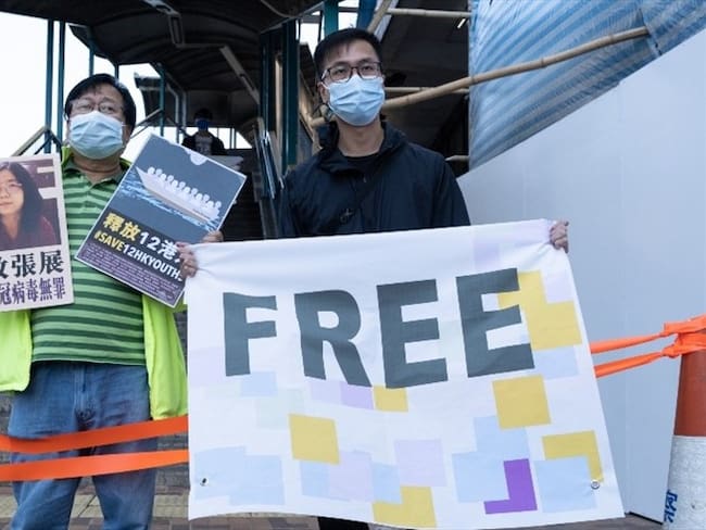 Protestas en China exigiendo la libertad de la periodista Zhang Zhan. Foto: Getty Images