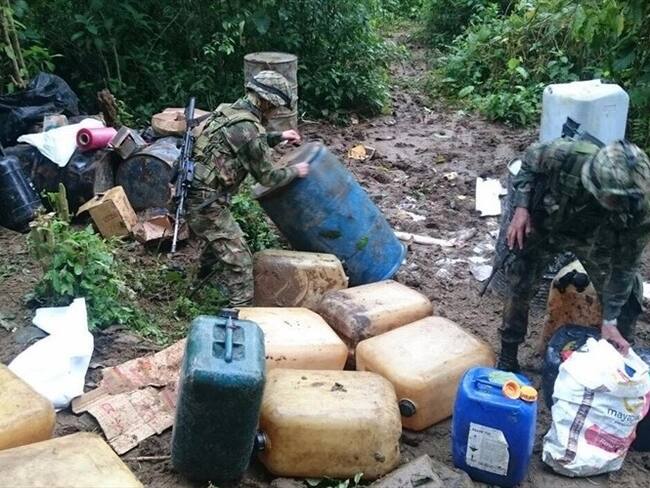 Destruyen laboratorio de droga de disidencias de las Farc en el Guaviare. Foto: Ejército Nacional