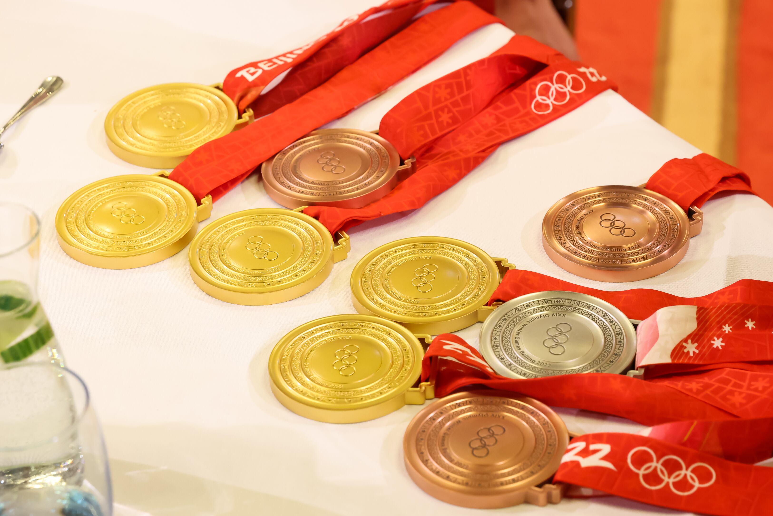 Foto de referencia de medallas olímpicas en los Juegos Olímpicos de Invierno de Beijing. (Photo by Patrick van Katwijk/BSR Agency/Getty Images) NOCNSF